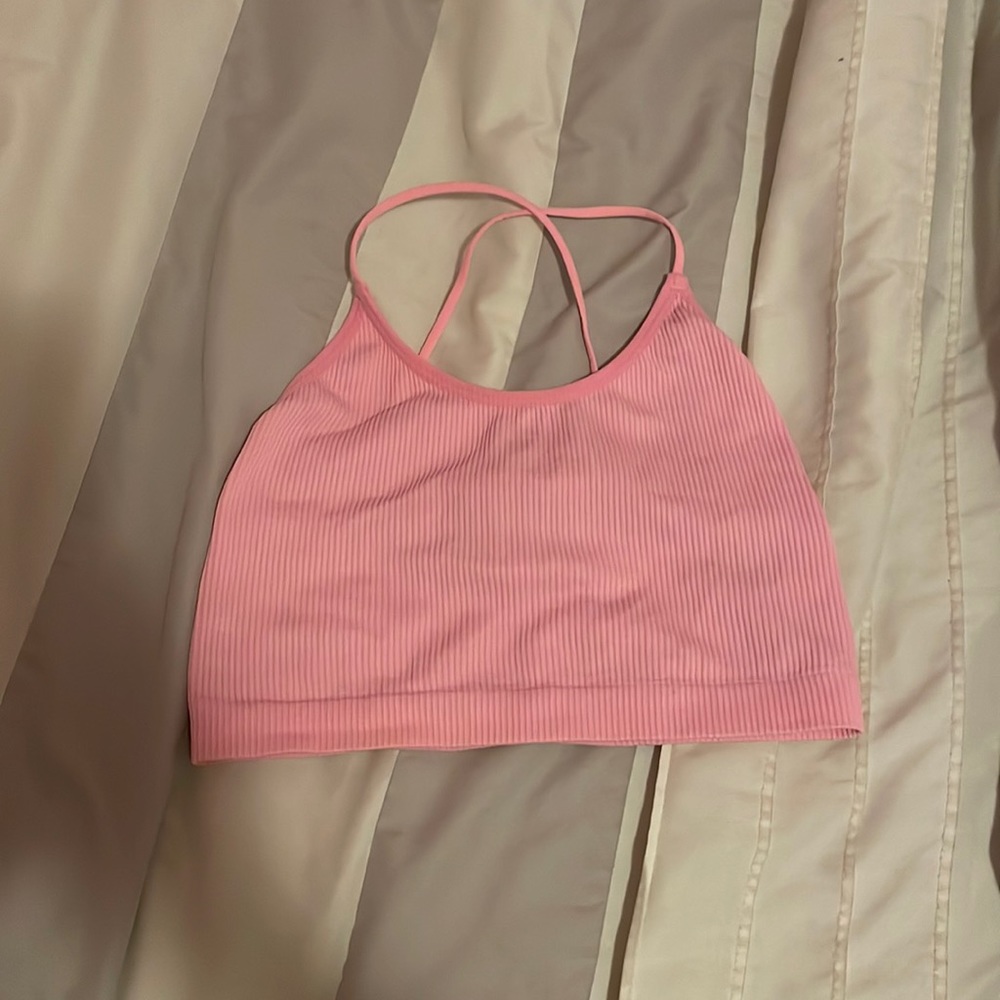 pink stretchy halter tank